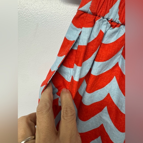 UNIQLO x Marimekko Lokki Linen Cotton Blend Midi Skirt Orange Blue Medium - Picture 4 of 10